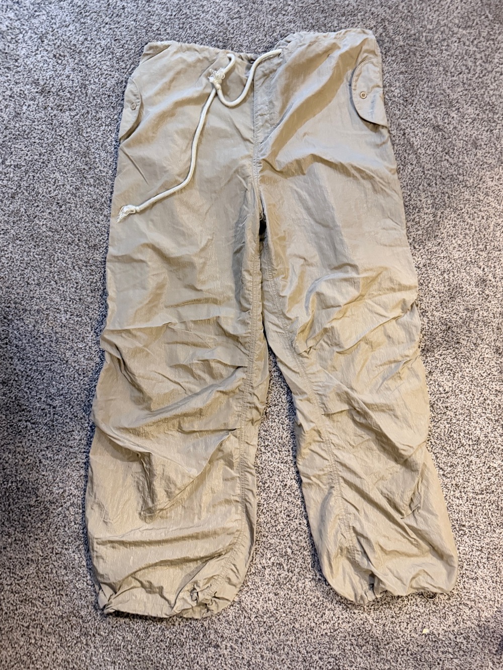 Women Casual Drawstring Cargo Pants - Khaki